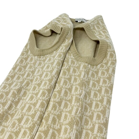 Christian Dior Vintage Logo Trotter Monogram Knit Vest #M Beige Wool [103477] - Picture 8 of 10